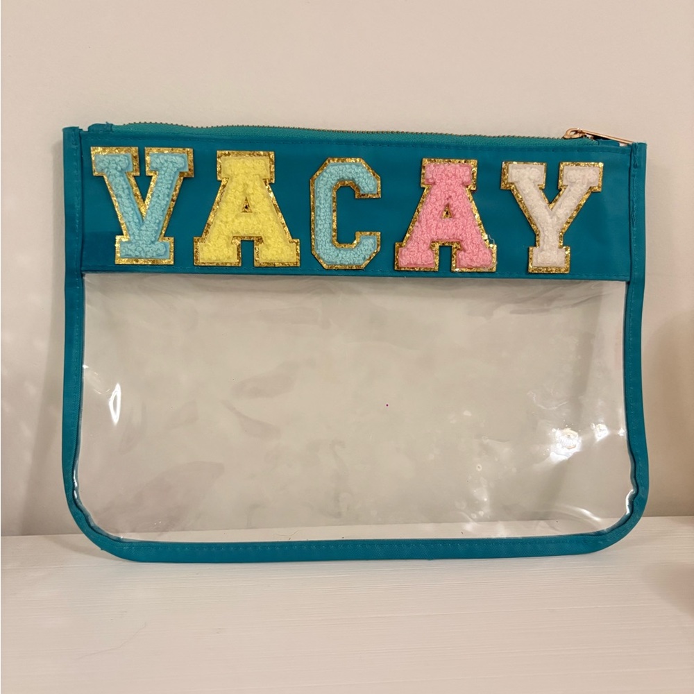 Teal and Clear VACAY Clutch